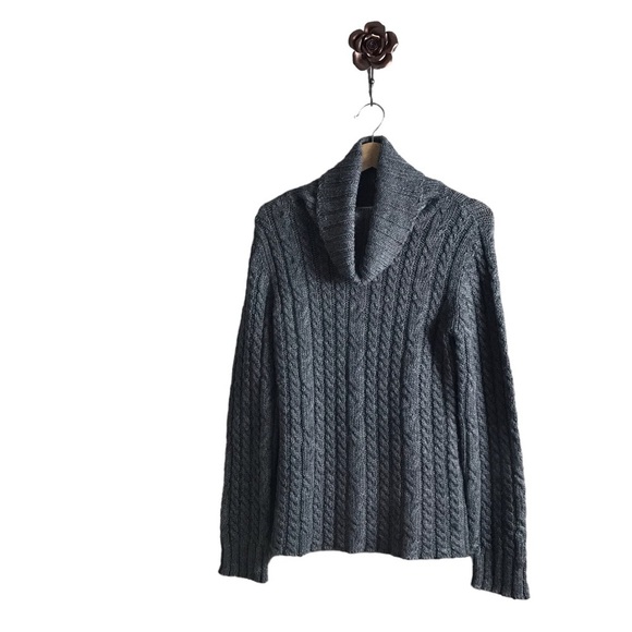 Pendleton Sweaters - Pendleton Small Women Alpaca Blend Gray Cable Knit Turtleneck Sweater Classic